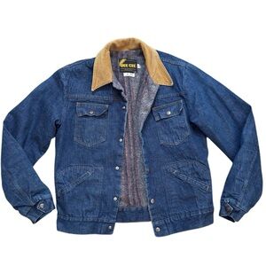 Vintage Denim Jacket Jean Chore Coat Blanket Lined Dee Cee USA S Small